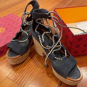 blue suede tory burch sandals